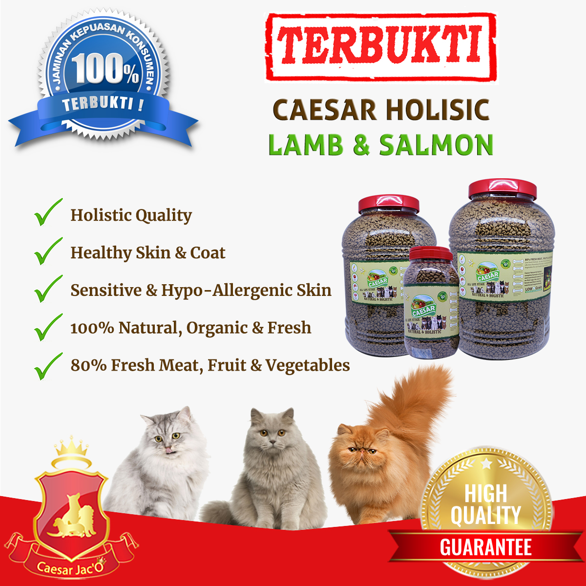 Catfood Makanan Kucing Caesar Holistic Lamb & Salmon